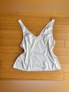 Vintage white lace double v coquette tank top